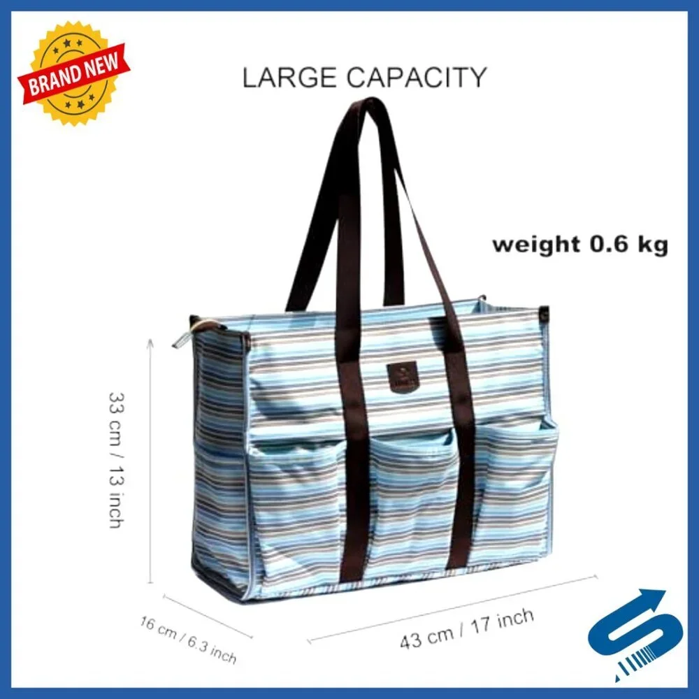 Waterproof Utility Tote Bag with Zip Top Large Capacity Travel Beach Work